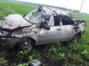 В Лебедянском районе пострадал водитель перевернувшейся «Гранты»